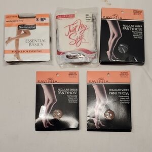 Pantyhose Lot Of 5  Queen Plus Suntan Jet Black